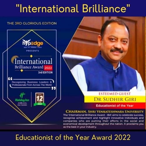 Dr Sudhir Giri - International Brilliance Educationist of the Year Award 2022